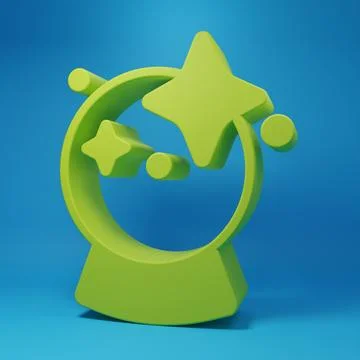 Green Magic ball icon isolated on blue background. Crystal ball. Minimalism.. Stock Illustration