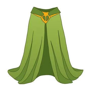 Green magic cloak in flat design. Flowing mantle for carnival costume. Vector Stock Illustration
