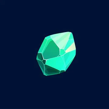 Green magic crystal, emerald or beryl vector icon Stock Illustration