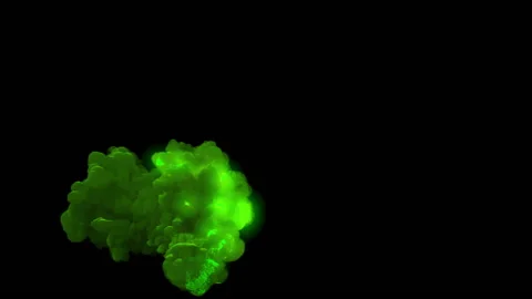 Green Magic Fireball with heavy smoke transition, black background Stock Footage 145451315