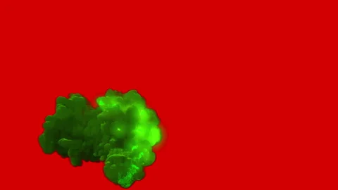 Green Magic Fireball with heavy smoke transition, Red Screen Chromakey 스톡 동영상 146122096