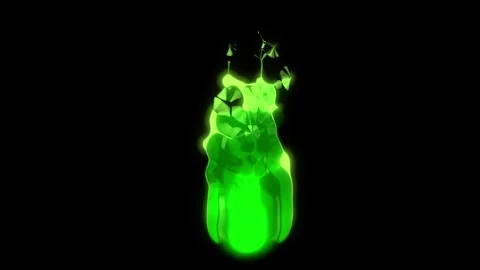 Green magic flames element animation loop with alpha channel for visual effec Stock Footage 340538552