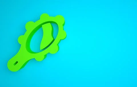 Green Magic hand mirror icon isolated on blue background. Minimalism concept. 3D Stock Illustration