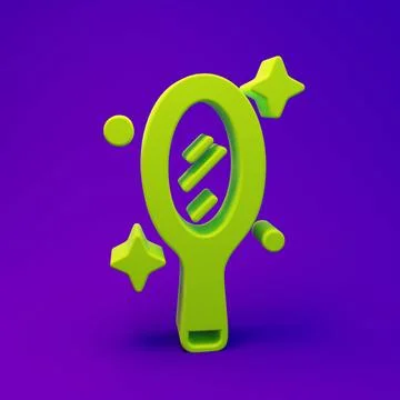 Green Magic hand mirror icon isolated on purple-blue background. Minimalism.. Stock Illustration