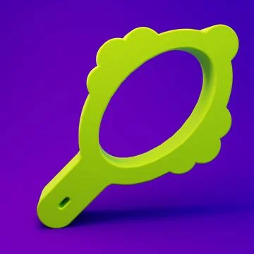 Green Magic hand mirror icon isolated on purple-blue background. Minimalism.. Illustration