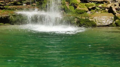 Green Magic Hidden Waterfall in the middle of forest Stock Footage 112026519
