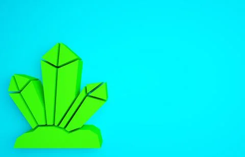 Green Magic stone icon isolated on blue background. Fantasy crystal. Jewelry  Stockillustratie
