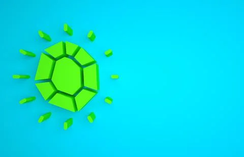 Green Magic stone icon isolated on blue background. Fantasy crystal. Jewelry gem Illustrazione stock