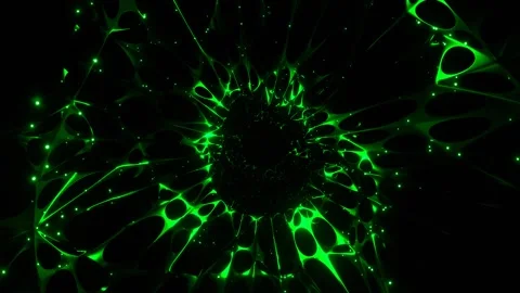 Green Magical Endless Path with Spotted Fireflies Background VJ Loop in 4K Stock Footage 337926221