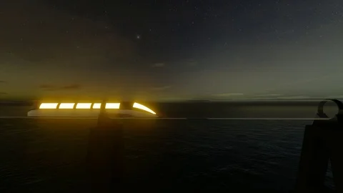 Green Maglev hyperloop. Green energy concept. Modern city landscape. Futuristic Stock Footage 121534184