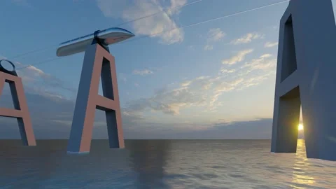 Green Maglev Hyperloop in modern style. Future technology. Technology Stock Footage 153587916