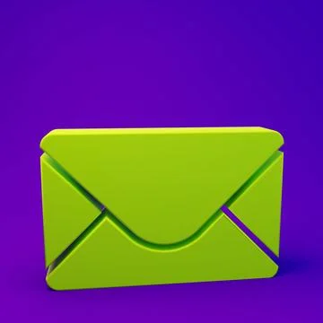 Green Mail and e-mail icon isolated on purple-blue background. Envelope sym.. Stock Illustration