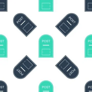Green Mail box icon. Post box icon isolated seamless pattern on white background Stock Illustration