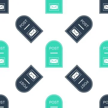 Green Mail box icon. Post box icon isolated seamless pattern on white background Stock Illustration