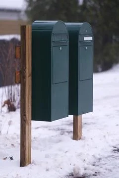 Green mail boxes Stock Photos