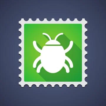 Green mail stamp icon with a bug Stock-Illustration