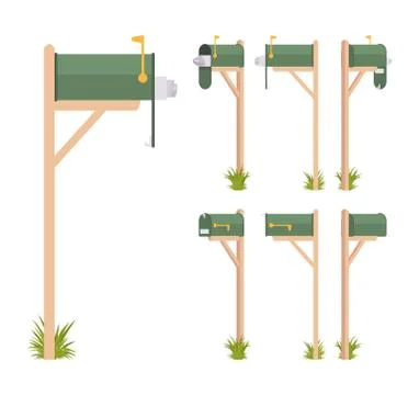 Green mailbox set Illustration
