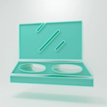 Green Makeup powder with mirror icon isolated on grey background. Minimalis.. Stock Illustration