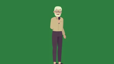 Green Man and Bear and Screen on Green Screen Stock Footage 338023689
