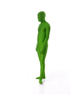 Green man standing. alien look alike Illustrazione stock