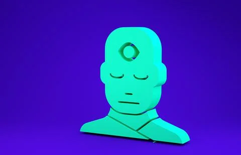 Green Man with third eye icon isolated on blue background. The concept of med Stock Illustration