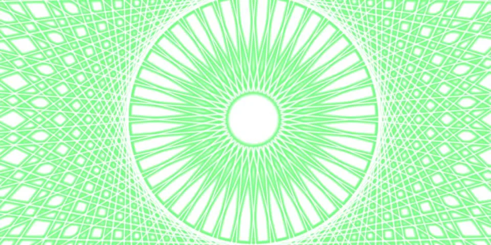 Green mandala web pattern with circular center Stock Illustration