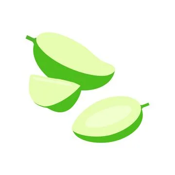 Green Mango cut pieces vector illustration isolated on white background Stock Illustration