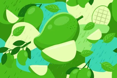 Green Mango elements seamless pattern abstract vector design background イラスト素材
