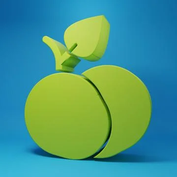 Green Mango fruit icon isolated on blue background. Minimalism concept. 3D .. Stock Illustration