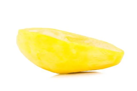 Green mango. Fruit pulp. yellow. isolated on white background Stock Photos