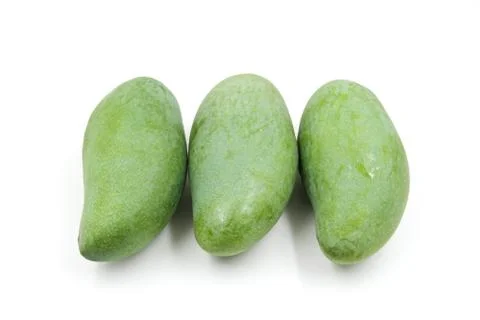 Green mango isolated on a white background Stock Photos