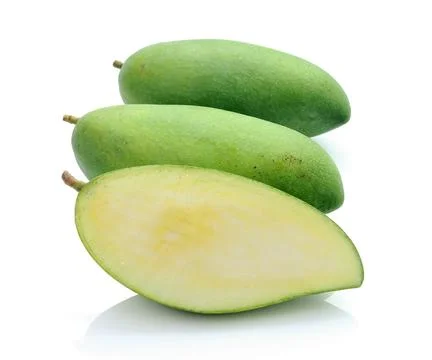 Green mango isolated on a white background Stock Photos