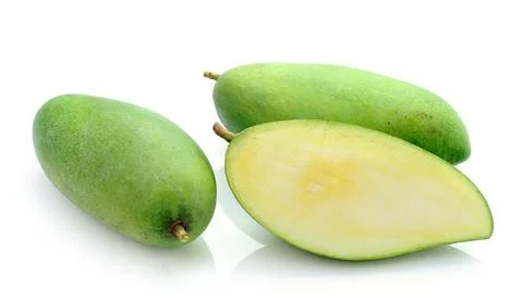 Green mango isolated on a white background Stock Photos