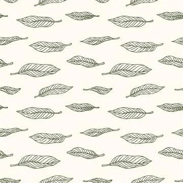 Green mango leaf retro old line art etching vector seamless pattern Gift Wrap wa Stock Illustration