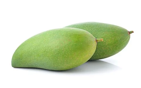 Green mango on white background Stock-Fotos