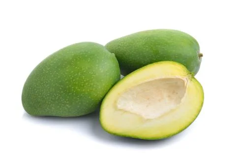 Green mango on white background Stock Photos