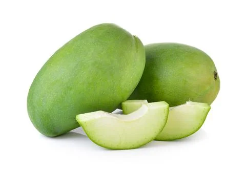 Green mango on white background Stock Photos