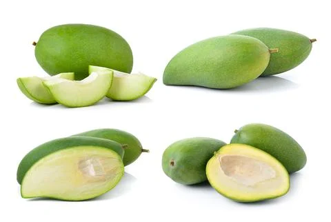 Green mango on white background Stock Photos