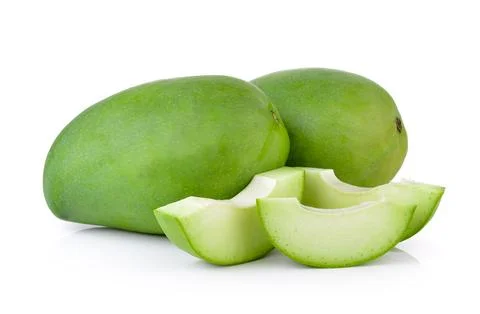 Green mango on white background Stock Photos