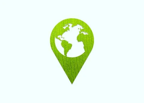 Green map on location pin concept of World Tourism Day. Illustrazione stock