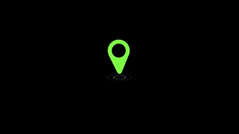 Green map pin icon with concentric circles on animation black background lo.. Stock Footage 321854674