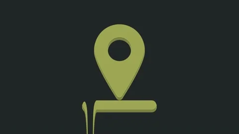Green Map pin icon isolated on black background. Navigation, pointer, location Stock Footage 235430945