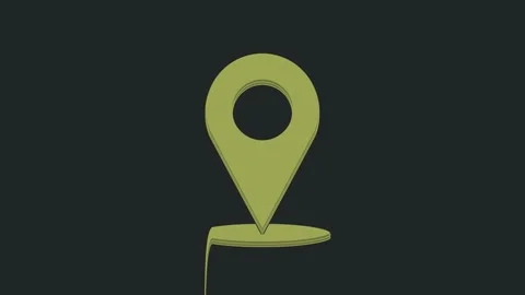 Green Map pin icon isolated on black background. Navigation, pointer, location Stock Footage 235440180