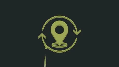 Green Map pin icon isolated on black background. Navigation, pointer, location Stock Footage 235449706