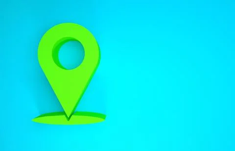 Green Map pin icon isolated on blue background. Navigation, pointer, location Stock Illustration