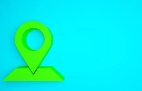 Green Map pin icon isolated on blue background. Navigation, pointer, location Stock Illustration