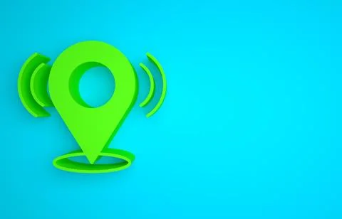 Green Map pin icon isolated on blue background. Navigation, pointer, location Stock Illustration