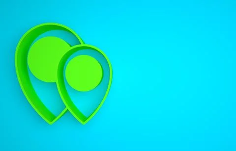 Green Map pin icon isolated on blue background. Navigation, pointer, location 스톡 일러스트