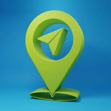 Green Map pin icon isolated on blue background. Navigation, pointer, location 스톡 일러스트