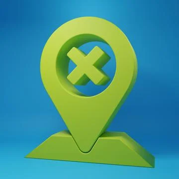 Green Map pin icon isolated on blue background. Navigation, pointer, location Stock Illustration